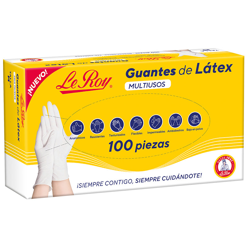Guante Látex Multiusos Mediano - Paq con 10 cjas de 100 pz c/u