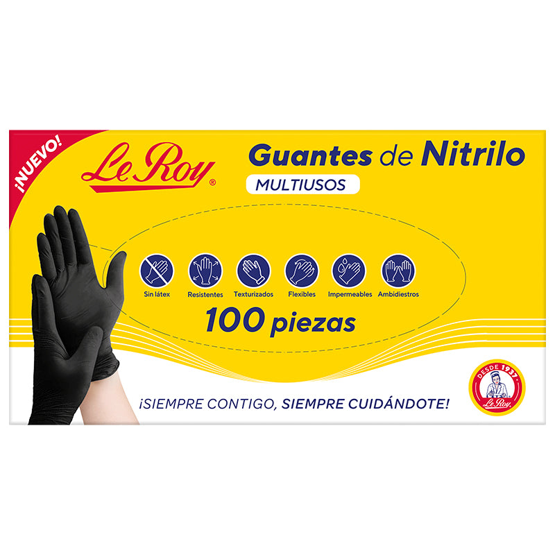 Guante Nitrilo Multiusos Negro Mediano - Paq con 10 cjas de 100 pz c/u