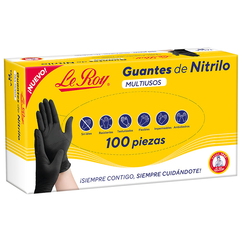 Guante Nitrilo Multiusos Negro Mediano - Paq con 10 cjas de 100 pz c/u
