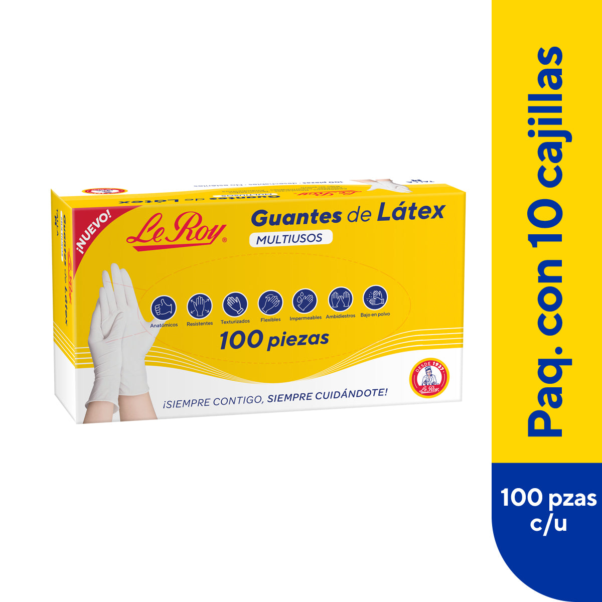 Guante Látex Multiusos Mediano - Paq con 10 cjas de 100 pz c/u