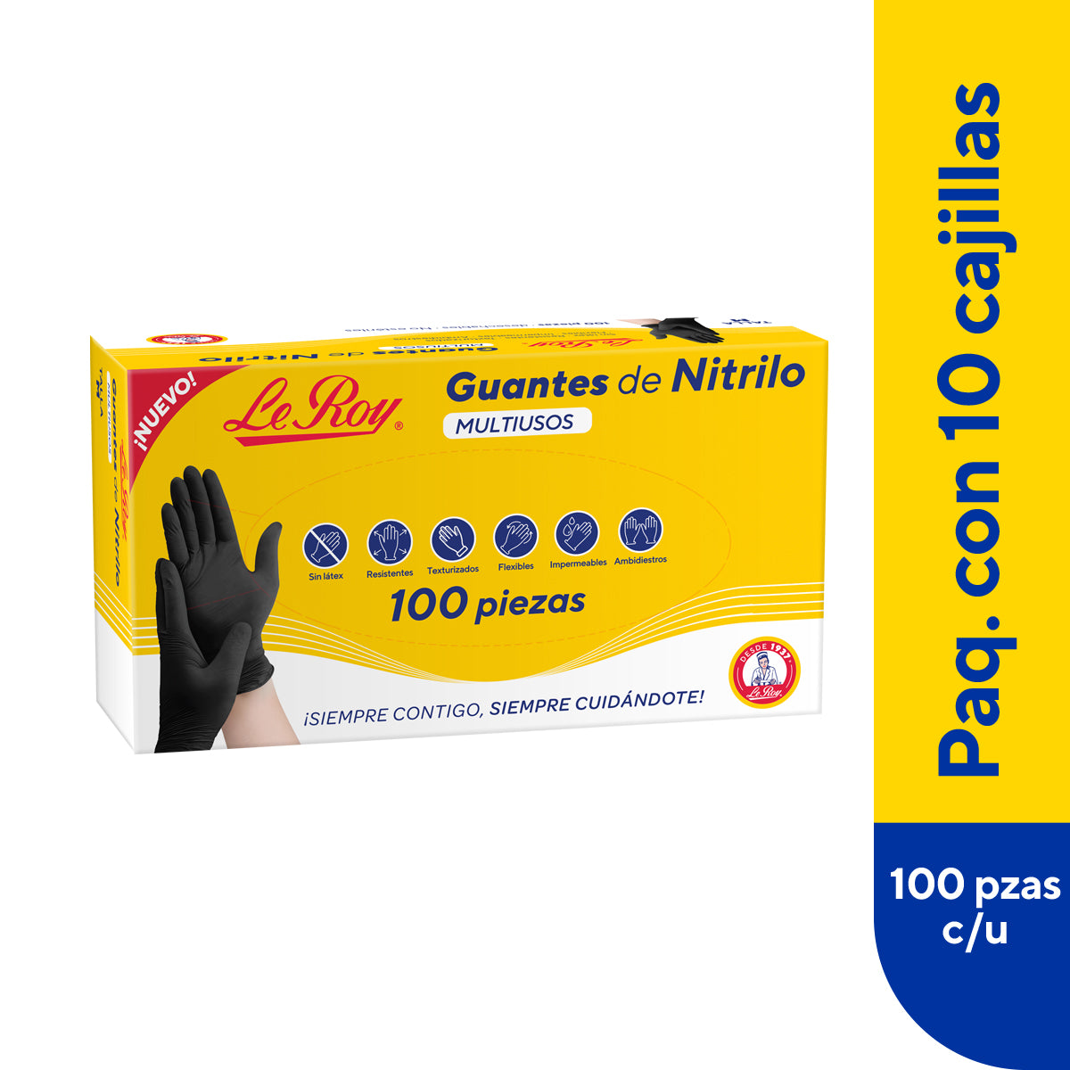 Guante Nitrilo Multiusos Negro Mediano - Paq con 10 cjas de 100 pz c/u