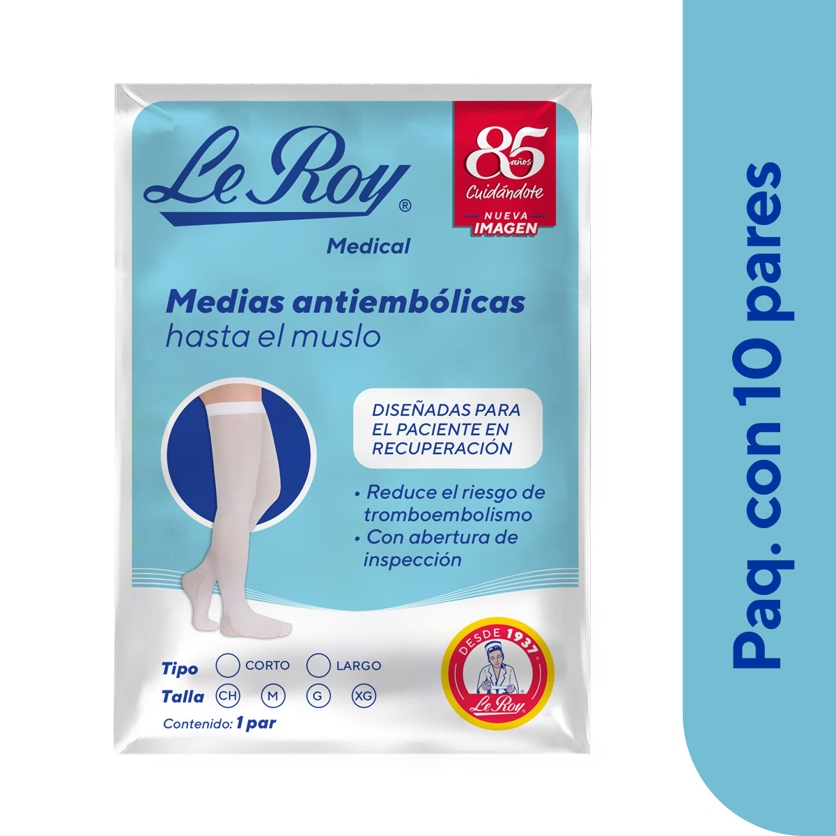 Media Antiembólica Muslo Grande - Paq con 10 pares