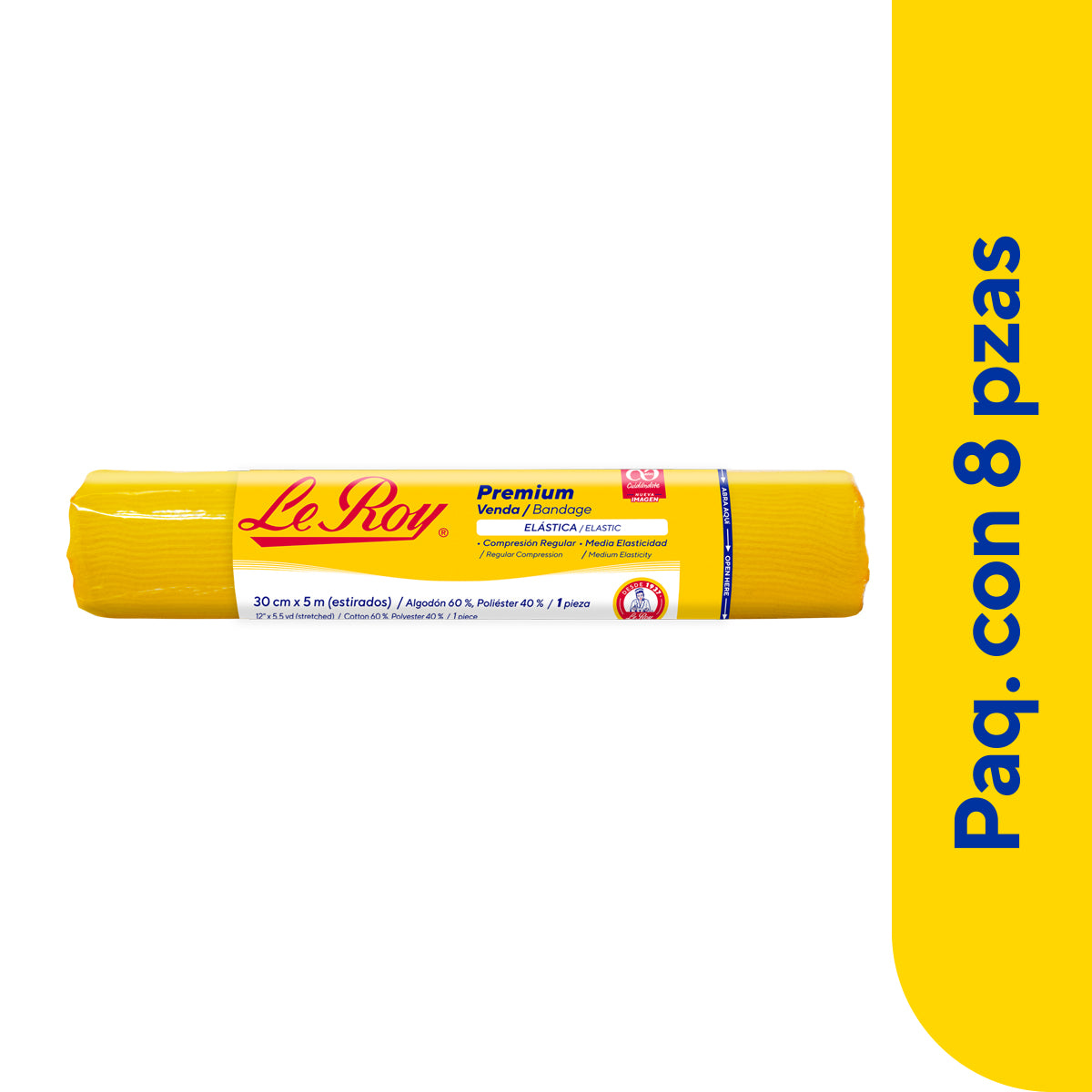 Premium Venda Elástica de 30 cm x 5 m - Paq con 8 pz