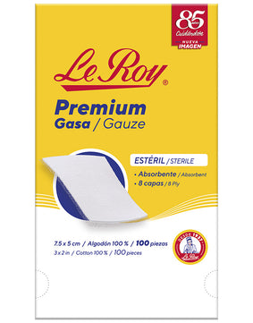 Le Roy Premium Gasa Estéril 7.5 x 5 cm con 100 sobres