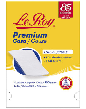 Le Roy Premium Gasa Estéril 10 x 10 cm con 100 sobres