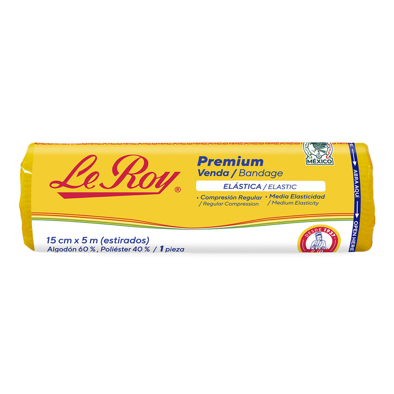 Premium Venda Elástica de 15 cm x 5 m - Paq con 16 pz