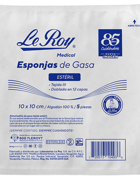 Le Roy Medical Esponja de Gasa Estéril Tejido iii 10 x 10 cm  5 pz