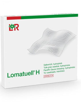 Lohmann & Rauscher Lomatuell H, Apósito de gasa parafinada, Hidrofóbico estéril de 10x10cm Caja con 10 piezas