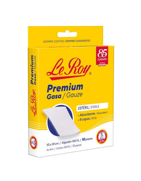 Le Roy Premium Gasa Estéril 10 x 10 cm con 10 sobres